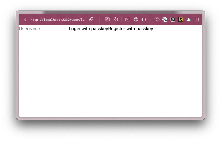 A screenshot of the unstyled login page
