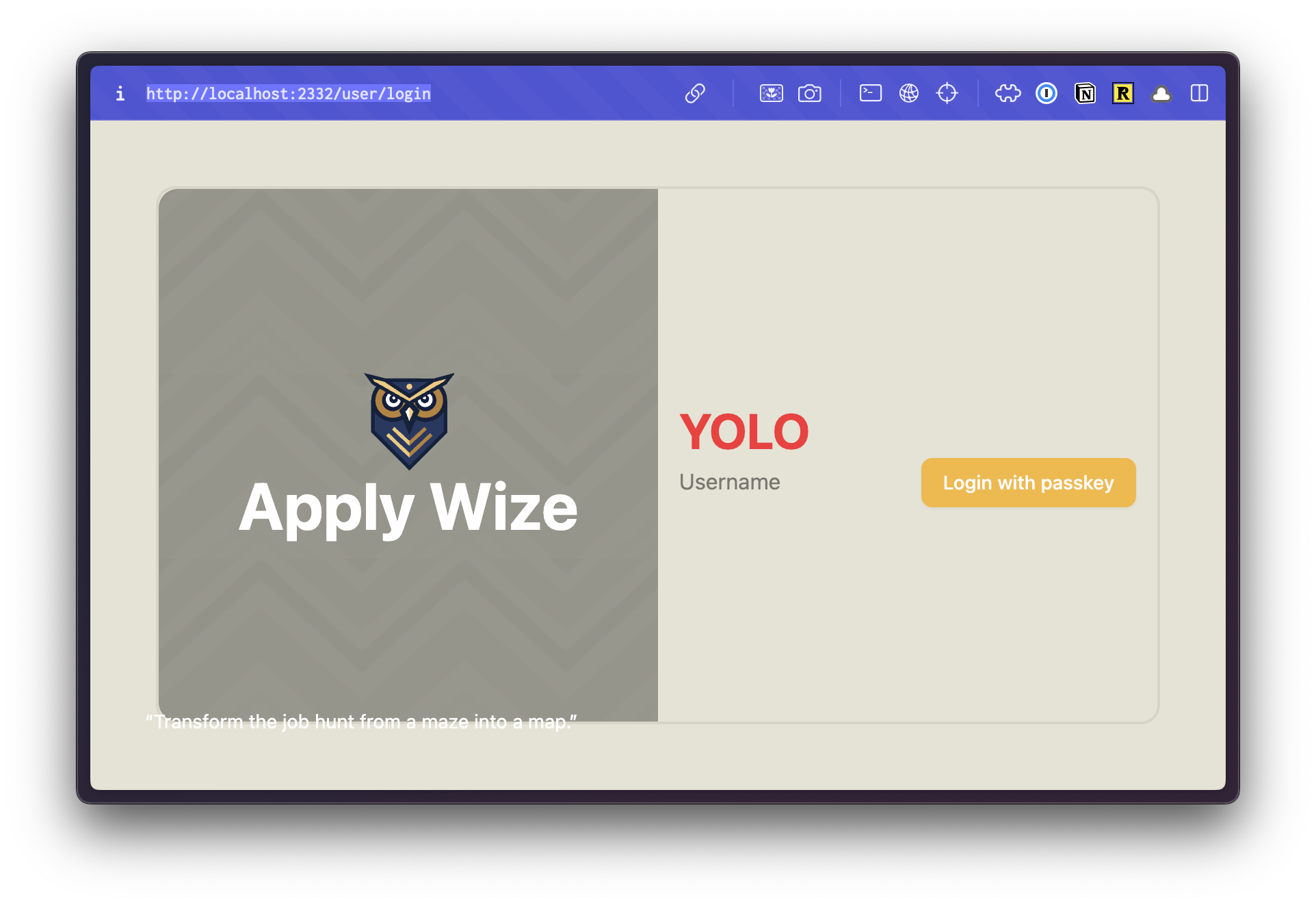 Screenshot of the text &quot;Transform the job hunt from a maze into a map.&quot; rendering at the bottom of the screen.